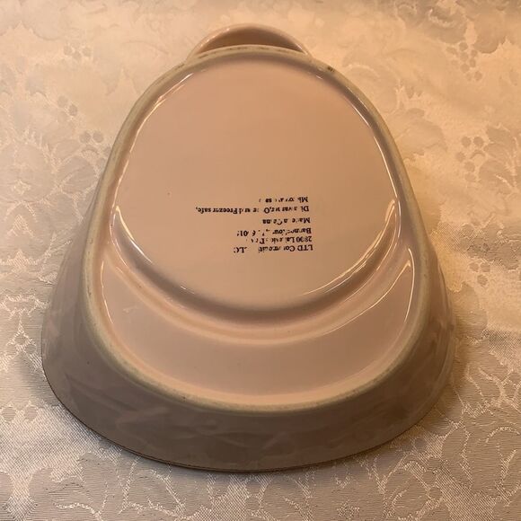 LTD Chip Dip Serving Dish Pink Brown Heart Embossed Microwave Dishwasher Freezer - Picture 6 of 6